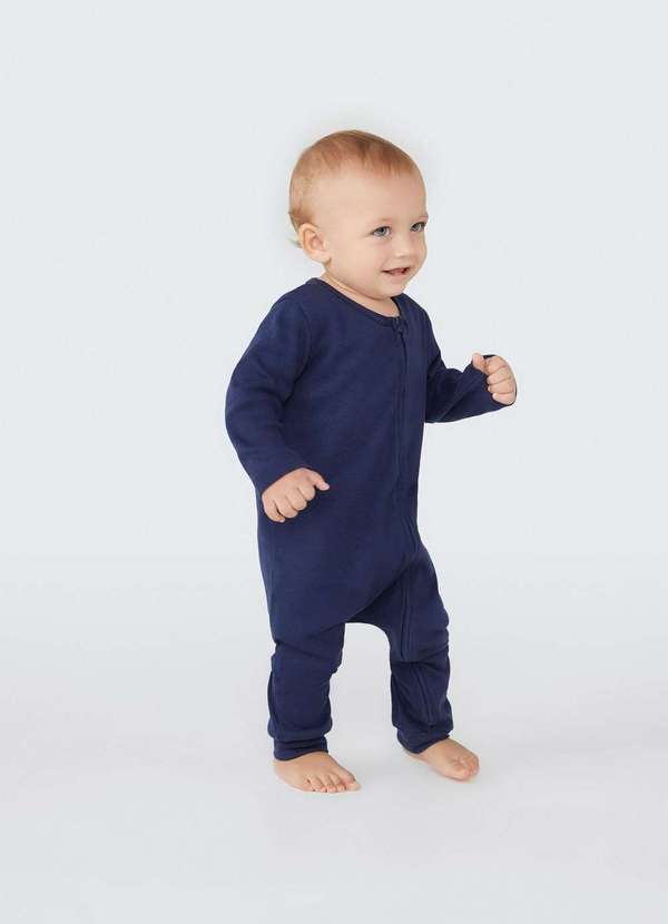 Hering - Macacao Bebe Unissex Longo com Ziper Azul 3