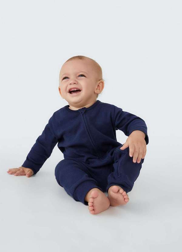 Hering - Macacao Bebe Unissex Longo com Ziper Azul 5