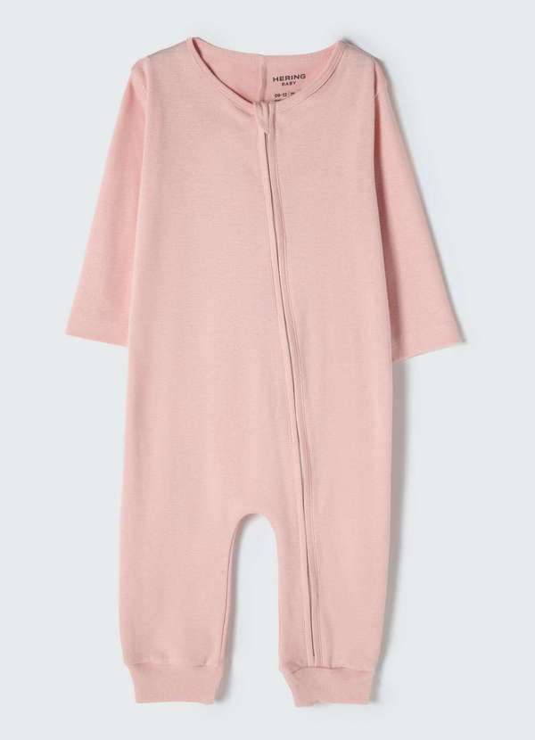 Hering - Macacao Bebe Unissex Longo com Ziper Rosa