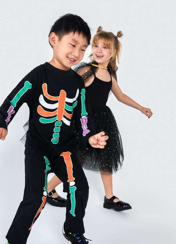 Hering - Macacao Longo Infantil Unissex Esqueleto Preto 3