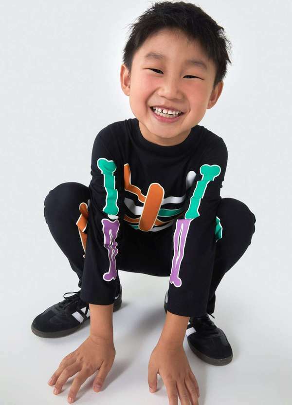 Hering - Macacao Longo Infantil Unissex Esqueleto Preto 4