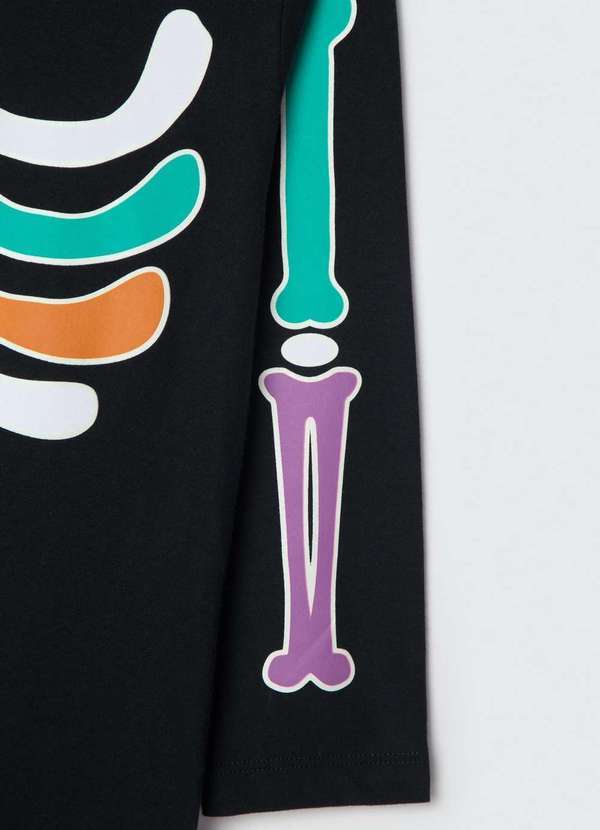 Hering - Macacao Longo Infantil Unissex Esqueleto Preto 6