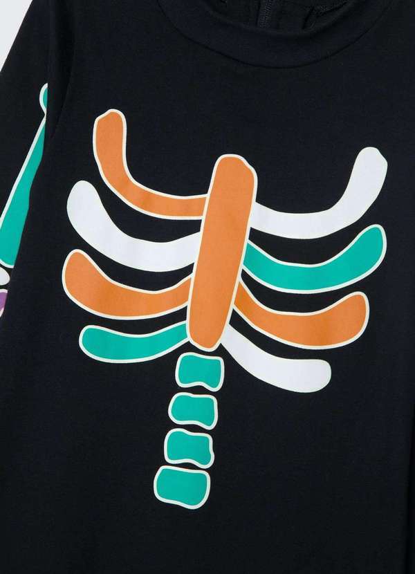 Hering - Macacao Longo Infantil Unissex Esqueleto Preto 8