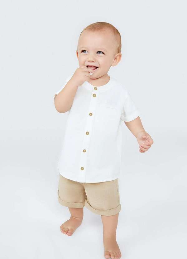 Hering - Shorts Infantil Menino Toddler com Linho Bege 7