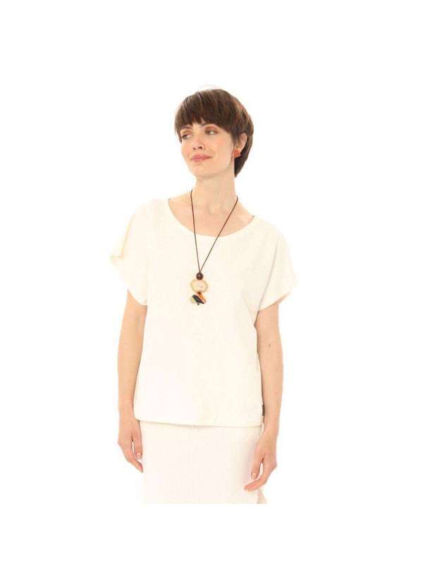 Brohood - Blusa Ampla Gola Canoa Brohood Moletom com Textura Off-White Bege