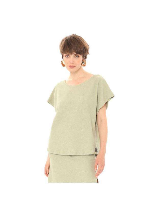 Brohood - Blusa Ampla Gola Canoa Brohood Moletom com Textura Verde Verde