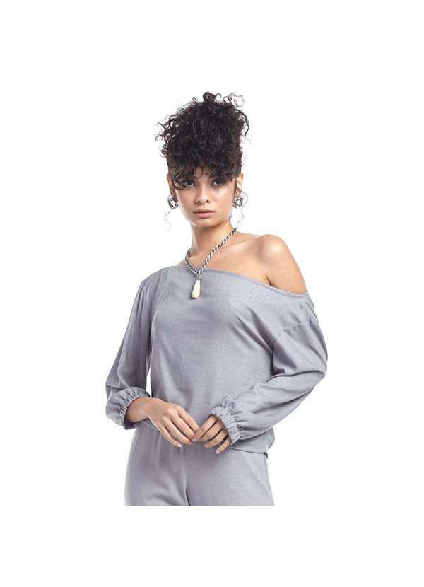 Brohood - Blusa Gola Canoa em Linho Brohood Cinza Cinza