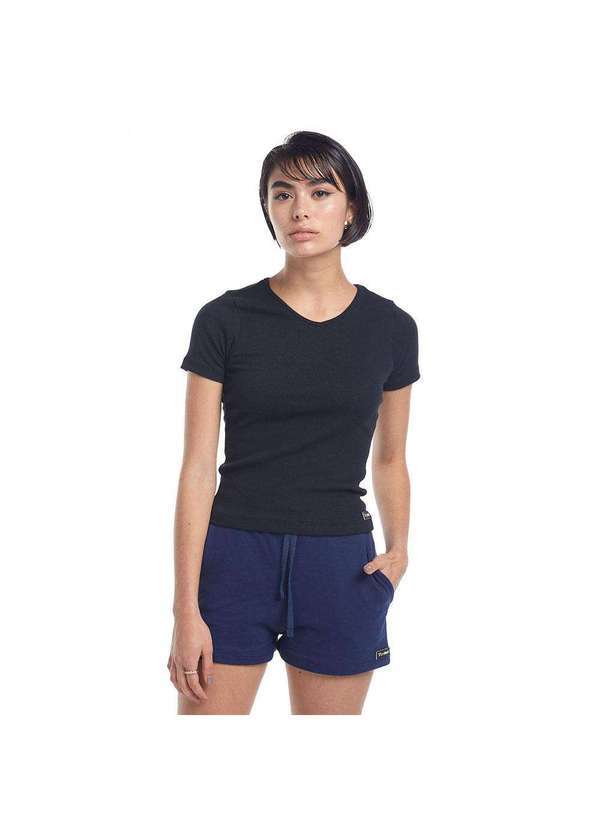 Camiseta Canelada Slim Brohood Feminina Preto Preto - Brohood