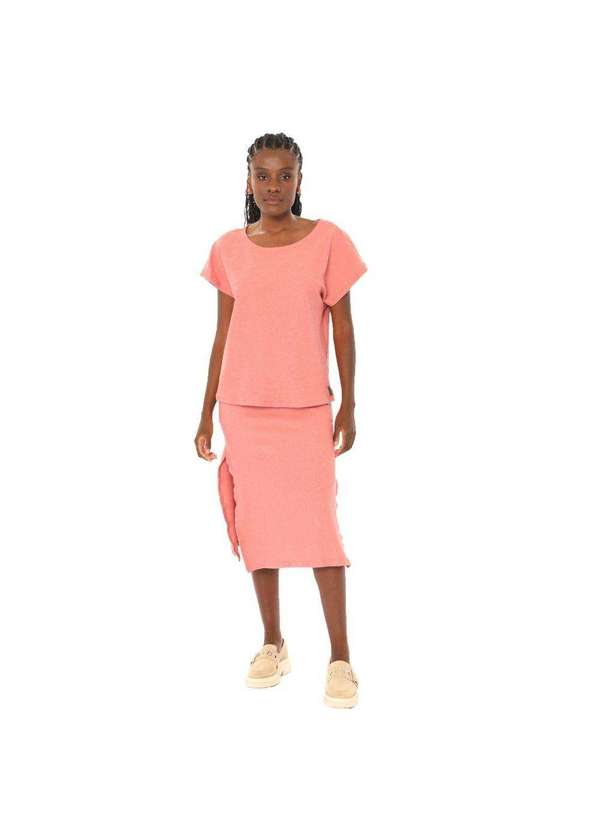 Brohood - Saia Midi Brohood Moletom com Textura Coral Rosa 3