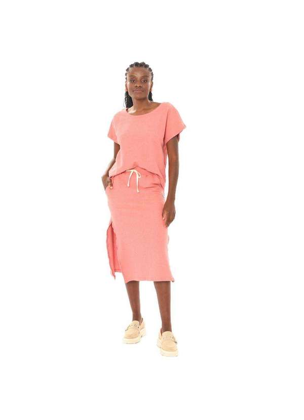 Brohood - Saia Midi Brohood Moletom com Textura Coral Rosa 4