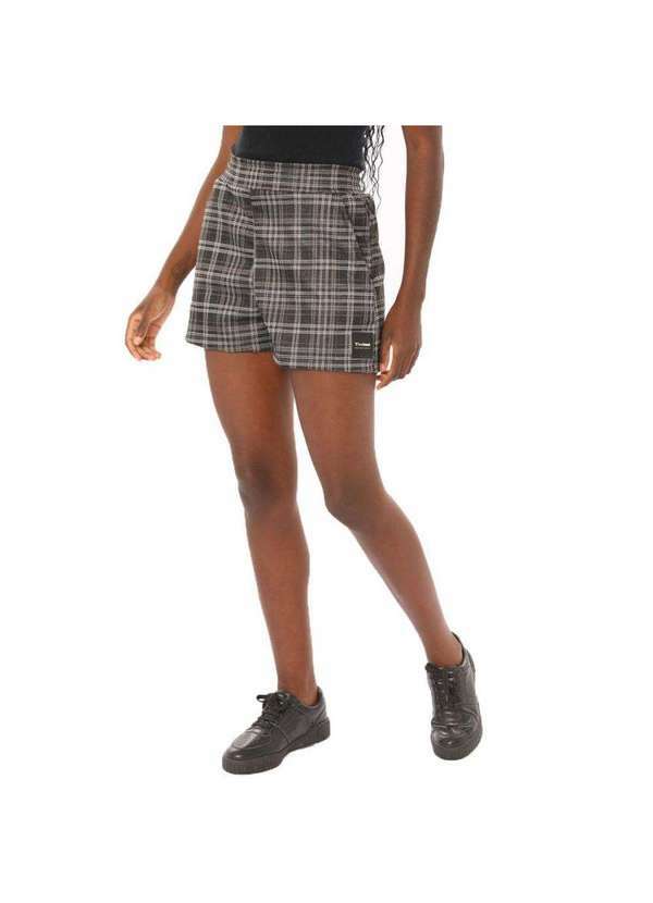 Brohood - Bermuda Feminina Jacquard Brohood Xadrez Preto Preto
