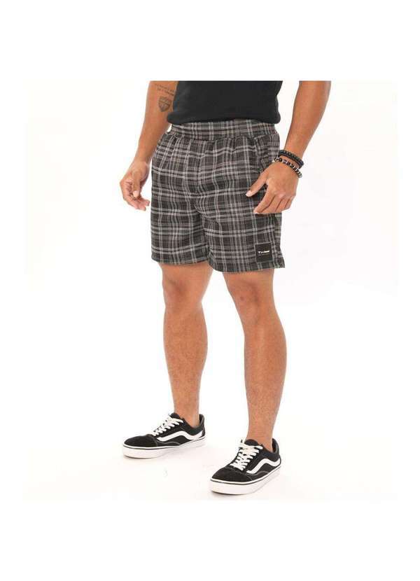 Brohood - Bermuda Masculina Jacquard Brohood Xadrez Preto Preto