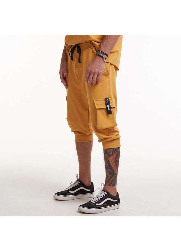 Brohood - Bermuda Saruel Cargo Brohood Masculino Moletom Mostarda Amarelo