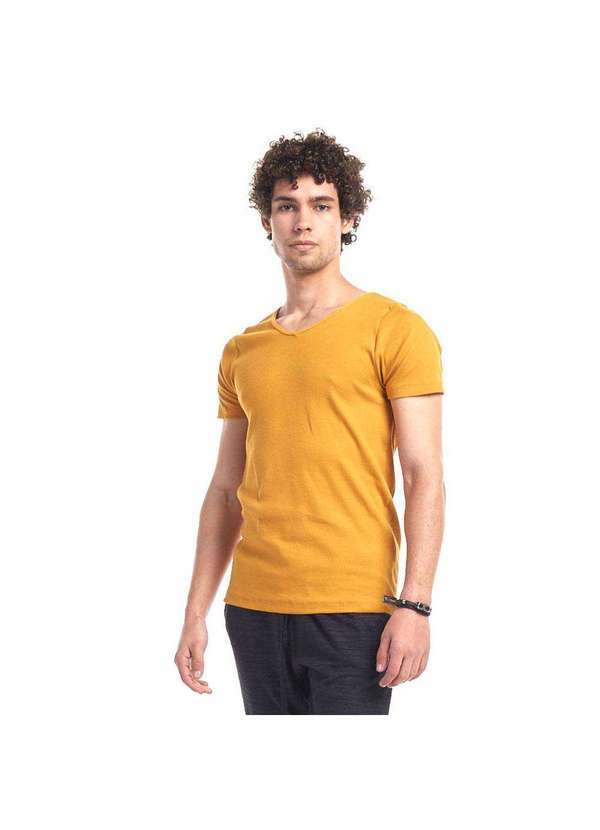 Brohood - Camiseta Canelada Slim Brohood Masculina Mostarda Amarelo