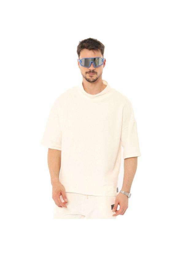 Brohood - Camiseta Oversized Gola Alta Brohood Moletom com Textura Off-W... Bege
