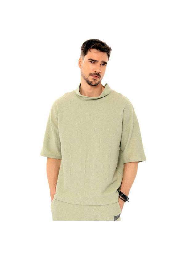 Brohood - Camiseta Oversized Gola Alta Brohood Moletom com Textura Verde Verde