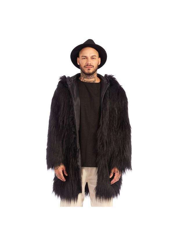 Brohood - Casaco Sobretudo de Pelo Brohood Masculino Preto Preto
