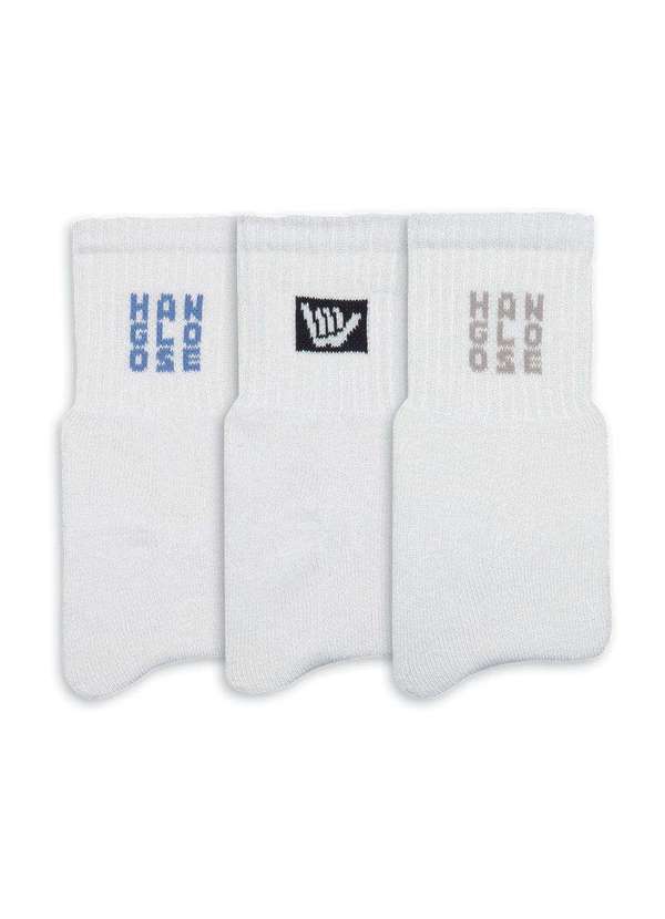 Hang Loose - Kit 3 pares Meia Cano Curto Hang Loose Branco