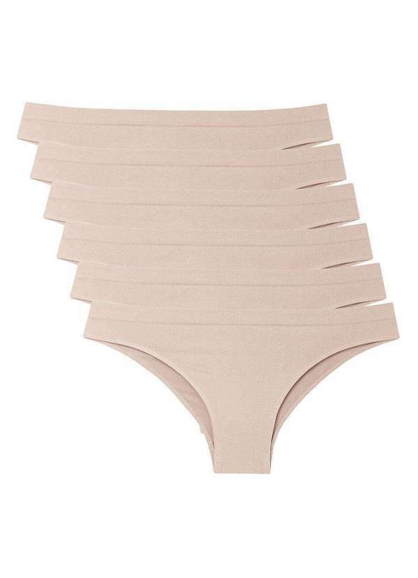 She - Kit 6 Calcinhas Biquíni She Microfibra sem Costura 742.02 Rosa