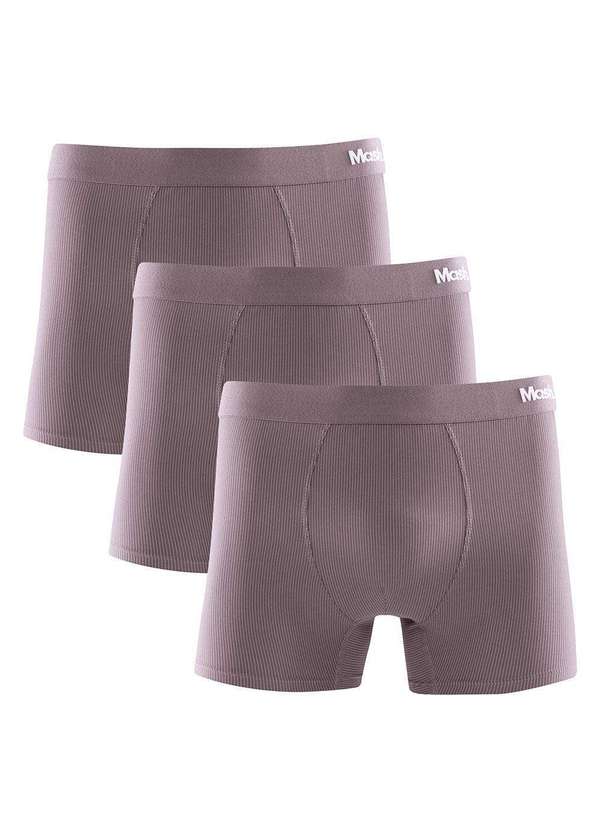 Mash - Kit 3 Cuecas Boxer Mash Microfibra Risca de Giz 045.00 Rosa Queimado