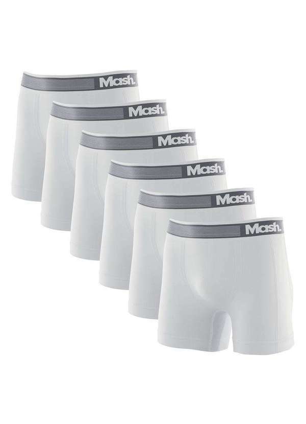 Mash - Kit 6 Cuecas Boxer Mash Microfibra sem Costura 710.01 Branco