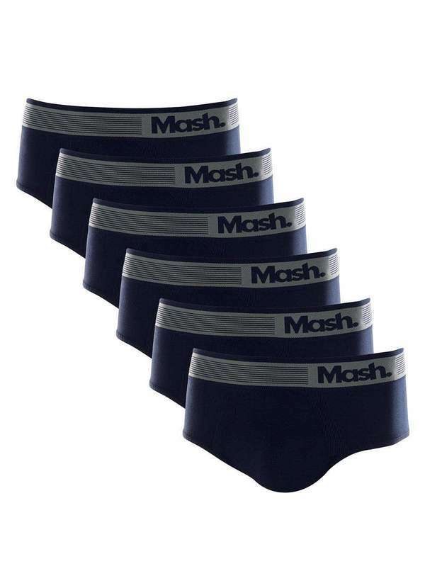 Mash - Kit 6 Cuecas Slip Mash Microfibra sem Costura 713.02 Azul Marinho