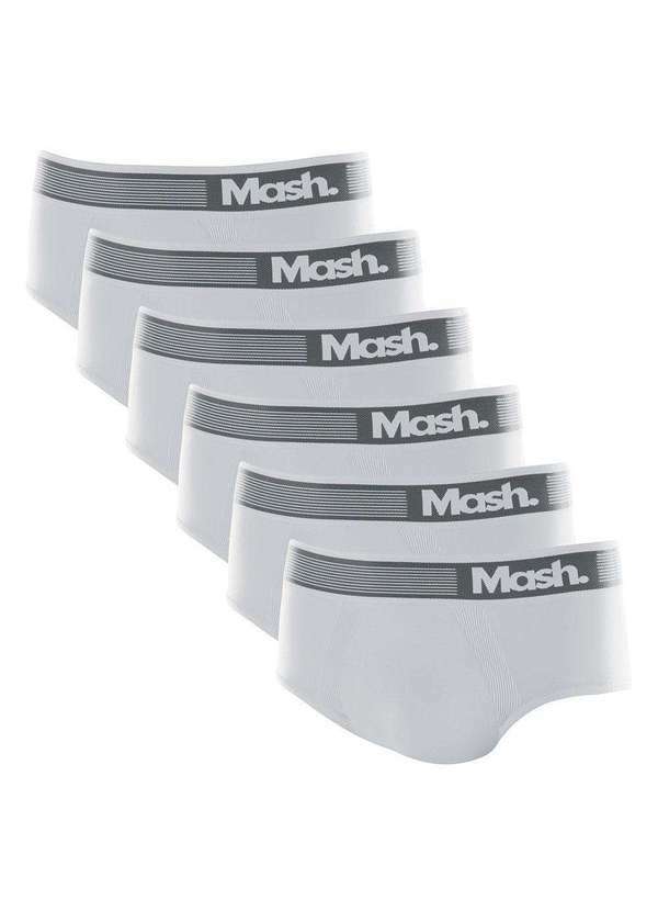 Mash - Kit 6 Cuecas Slip Mash Microfibra sem Costura 713.02 Branco