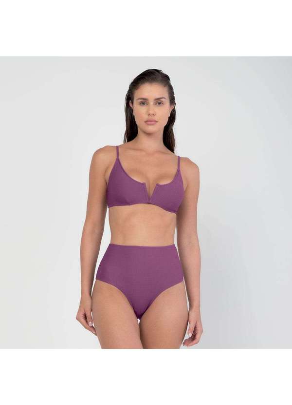 She - Biquíni Top She Decote V com Bojo Removível Texturas Vermelho Persa 2