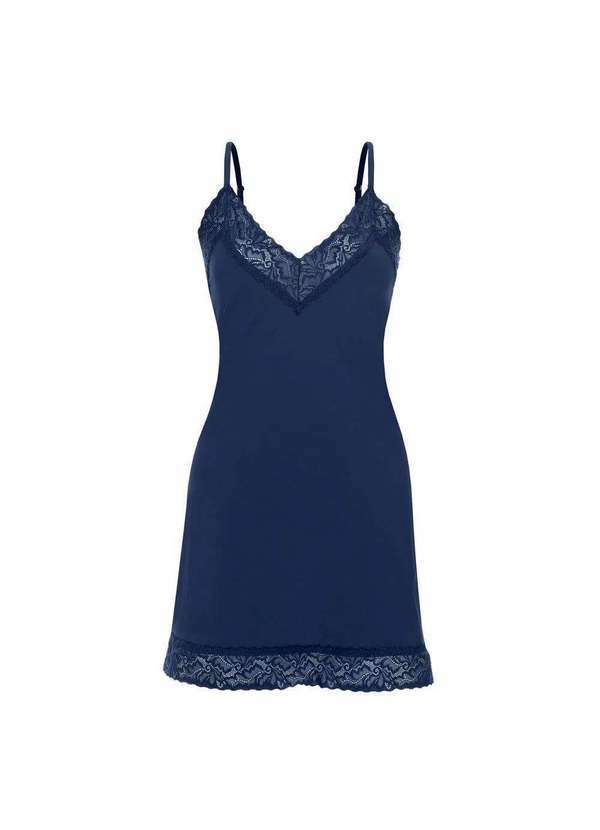 She - Camisola Alças Finas Lovely Lace Azul Marinho