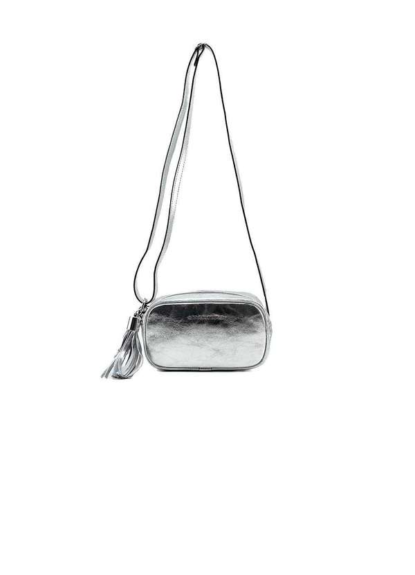 Pixolé - Bolsa Feminina Transversal Smart Bag Metalizada Couro Prata Prata