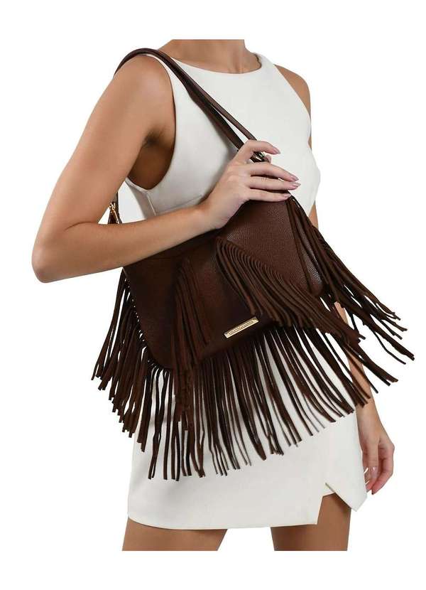 Loucos e Santos - Bolsa Hobo Loucos e Santos Média Franjas Couro Cacau Marrom 2