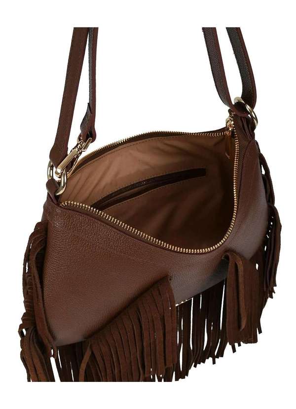 Loucos e Santos - Bolsa Hobo Loucos e Santos Média Franjas Couro Cacau Marrom 4