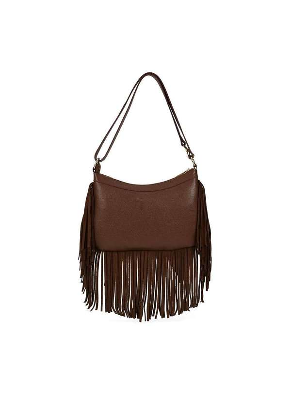 Loucos e Santos - Bolsa Hobo Loucos e Santos Média Franjas Couro Cacau Marrom 5