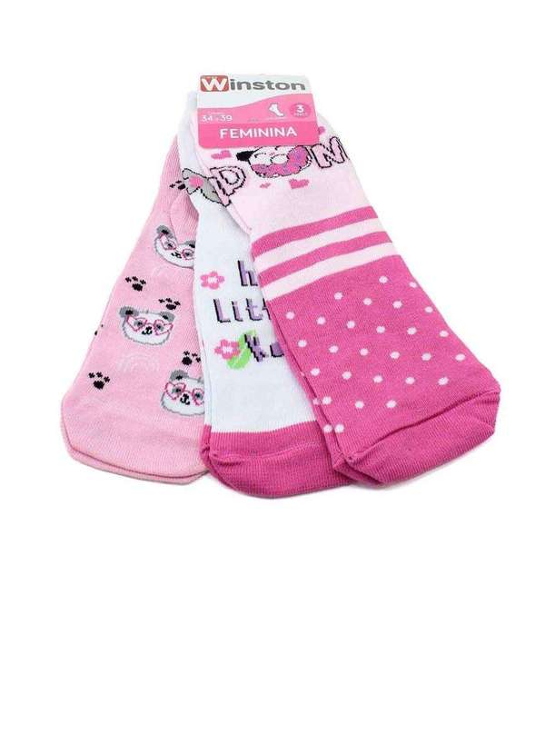 Pixolé - Kit 3 Meias Feminina Winston 0522036-002 Multicolor Multicores