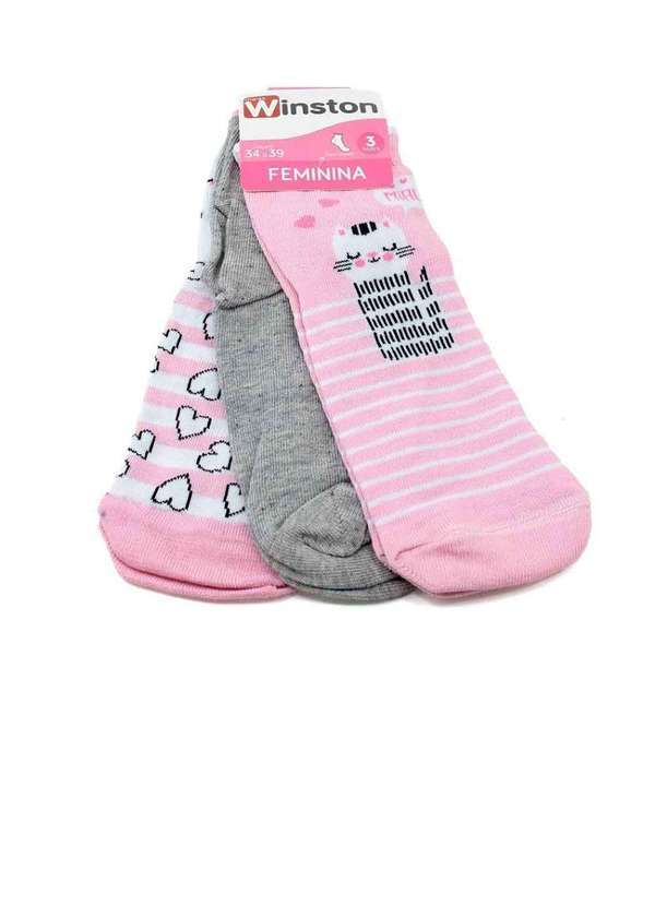 Pixolé - Kit 3 Meias Feminina Winston 0522036-003 Multicolor Multicores