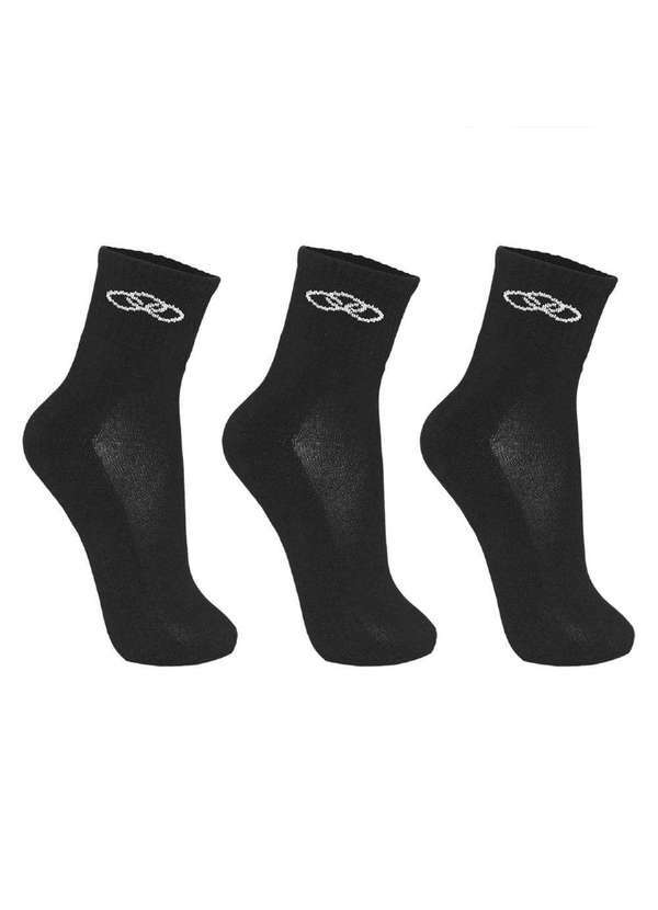 Olympikus - Kit Meia Olympikus Cano Médio 33 Ao 38 Preto Preto