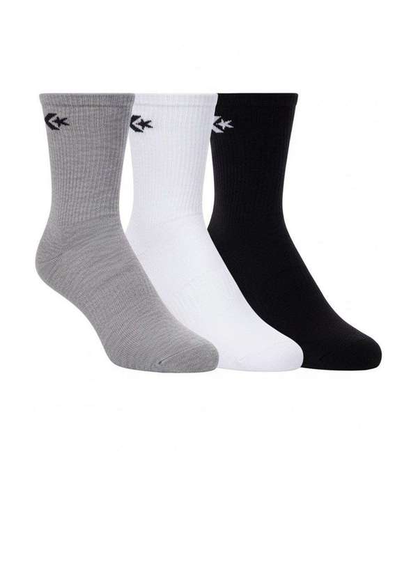 Converse - Meia Cano Médio Converse Kit 3 pares Multicolor Multicores