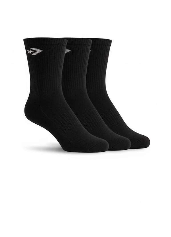Converse - Meia Cano Médio Converse Kit 3 pares Preto Preto