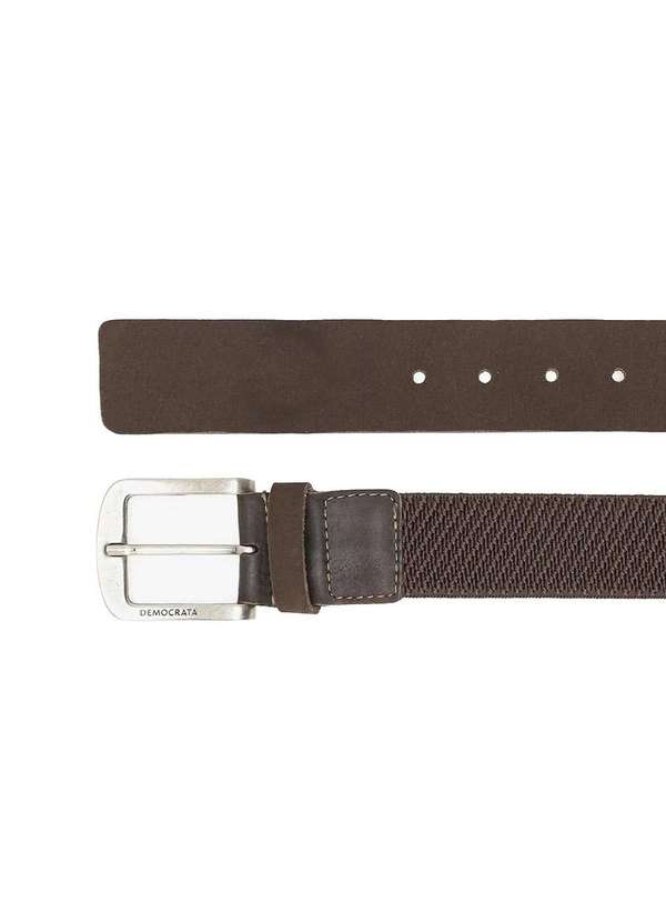 Democrata - Cinto Masculino Democrata Elástico Denim Café Marrom 2