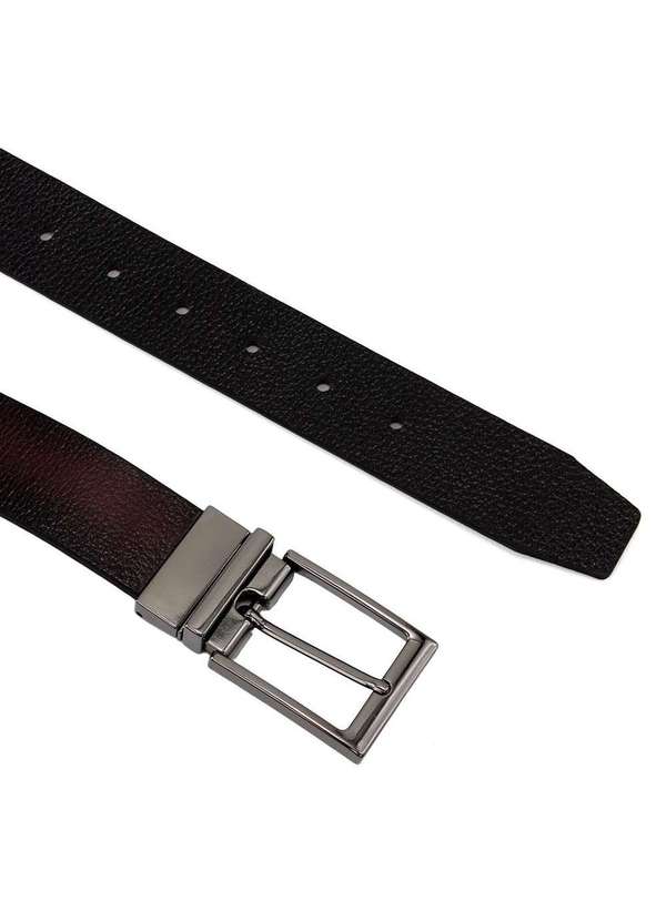 Fasolo - Cinto Masculino Fasolo Dupla Face Couro Conhaque/Preto Marrom 2