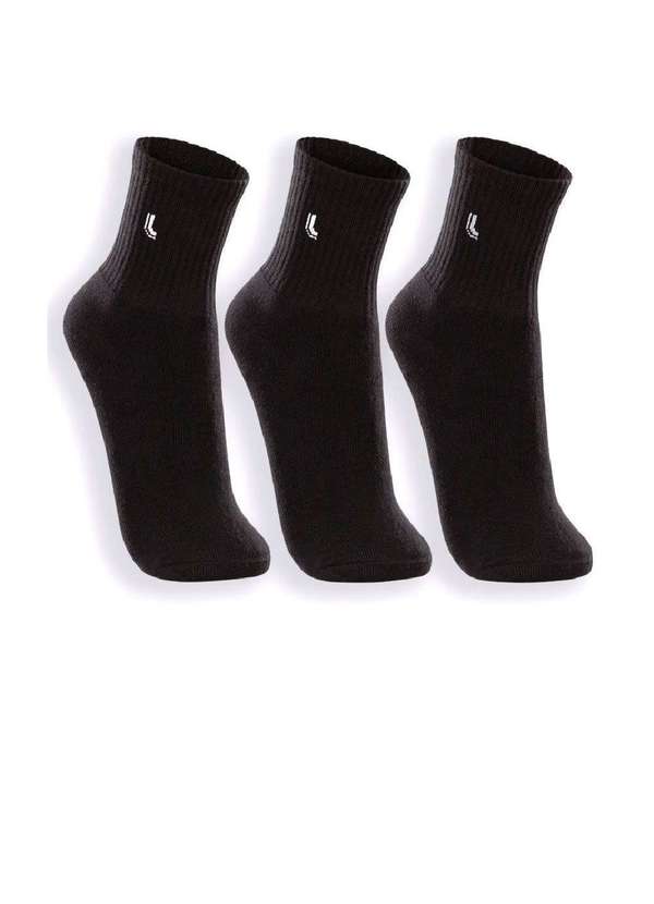 Lupo - Meia Lupo Kit com 3 pares Adulto Preto Preto