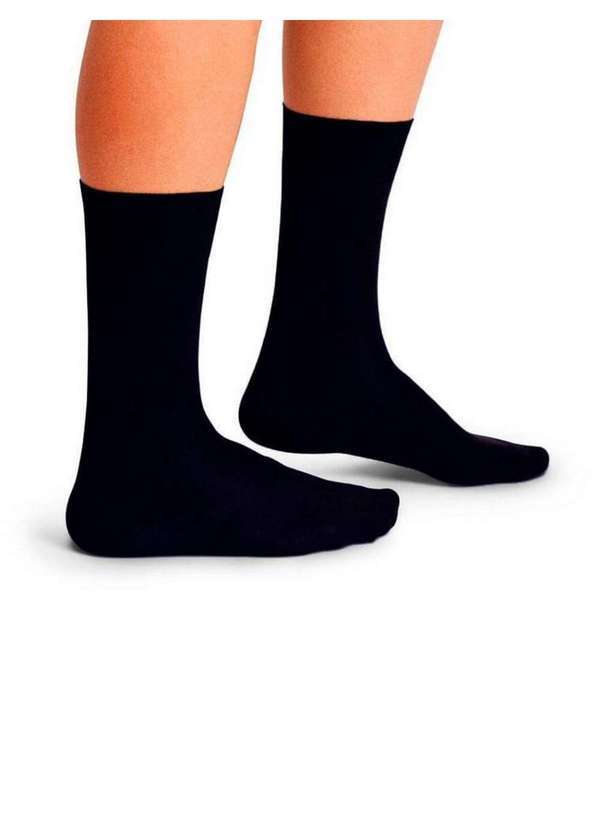 Lupo - Meia Lupo Masculina Cano Médio Lisa 01800-001 Preto Preto