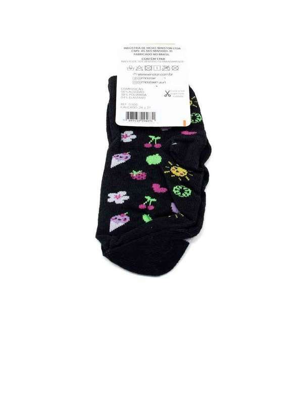 Pixolé - Meia Infantil Winston Fruits 0300036-009 Preto Preto 2
