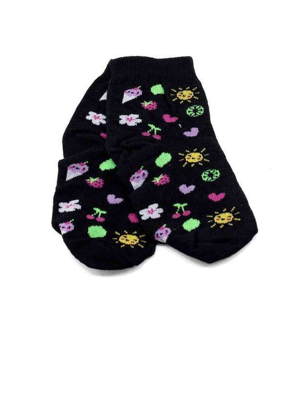 Pixolé - Meia Infantil Winston Fruits 0300036-009 Preto Preto 3