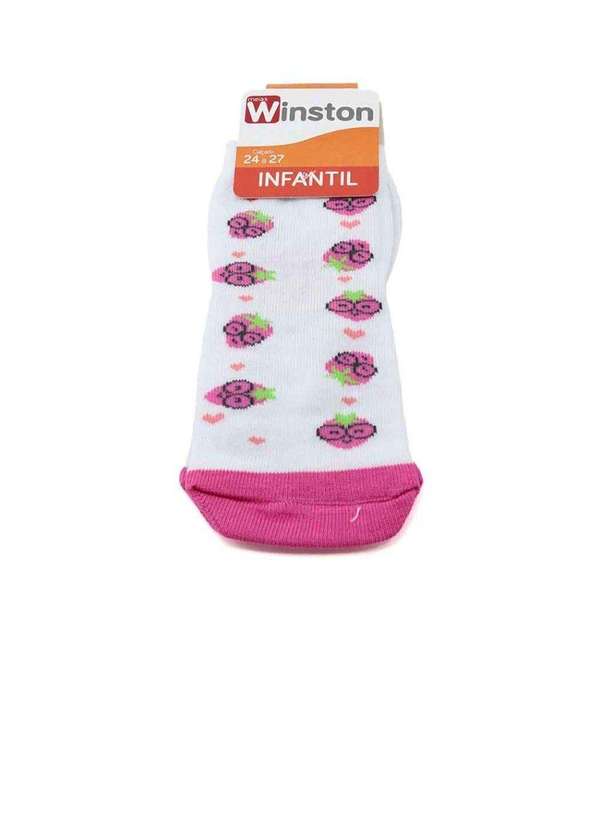 Pixolé - Meia Infantil Winston Morangos 0300036-006 Branco/Rosa Branco