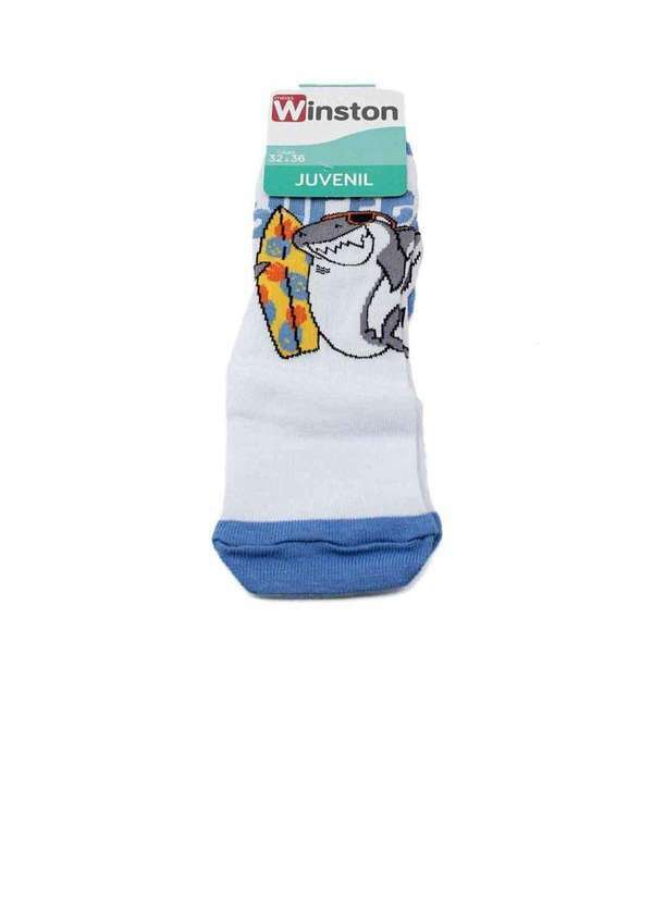 Pixolé - Meia Infantil Winston Shark Surf 0400036-015 Branco/Azul Branco