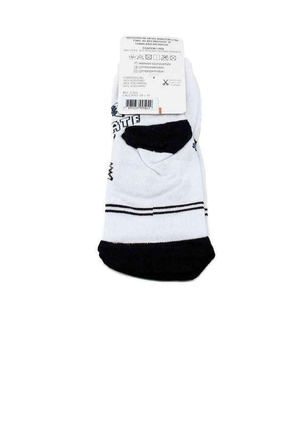 Pixolé - Meia Infantil Winston T-Rex Skate 0350036-010 Branco/Preto Branco 2