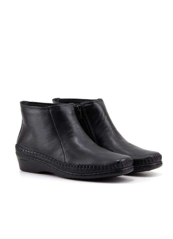 Pixolé - Bota Anabela Cano Curto Pixolé Couro Preto