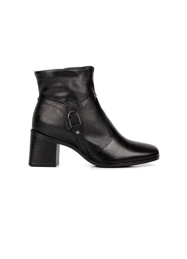 Bottero - Bota Cano Curto Bottero Salto Bloco Couro Preto Preto