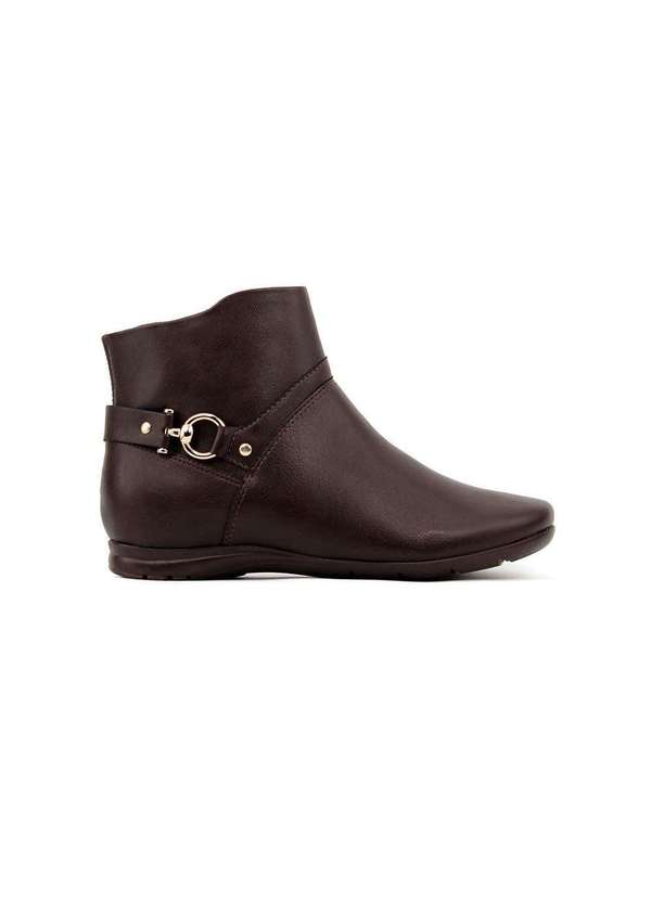 Comfortflex - Bota Cano Curto Comfortflex Salto Baixo Cafe Marrom